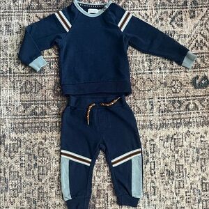 Navy Striped Sweatshirt & Jogger Set - Kids